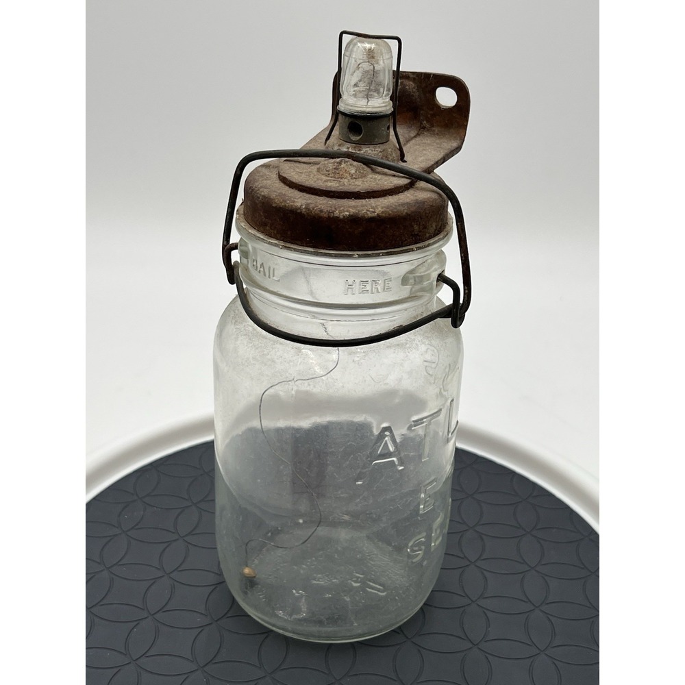 Antique White Automotive Products Atlas E-Z Seal Mason Jar Utility Wall Light